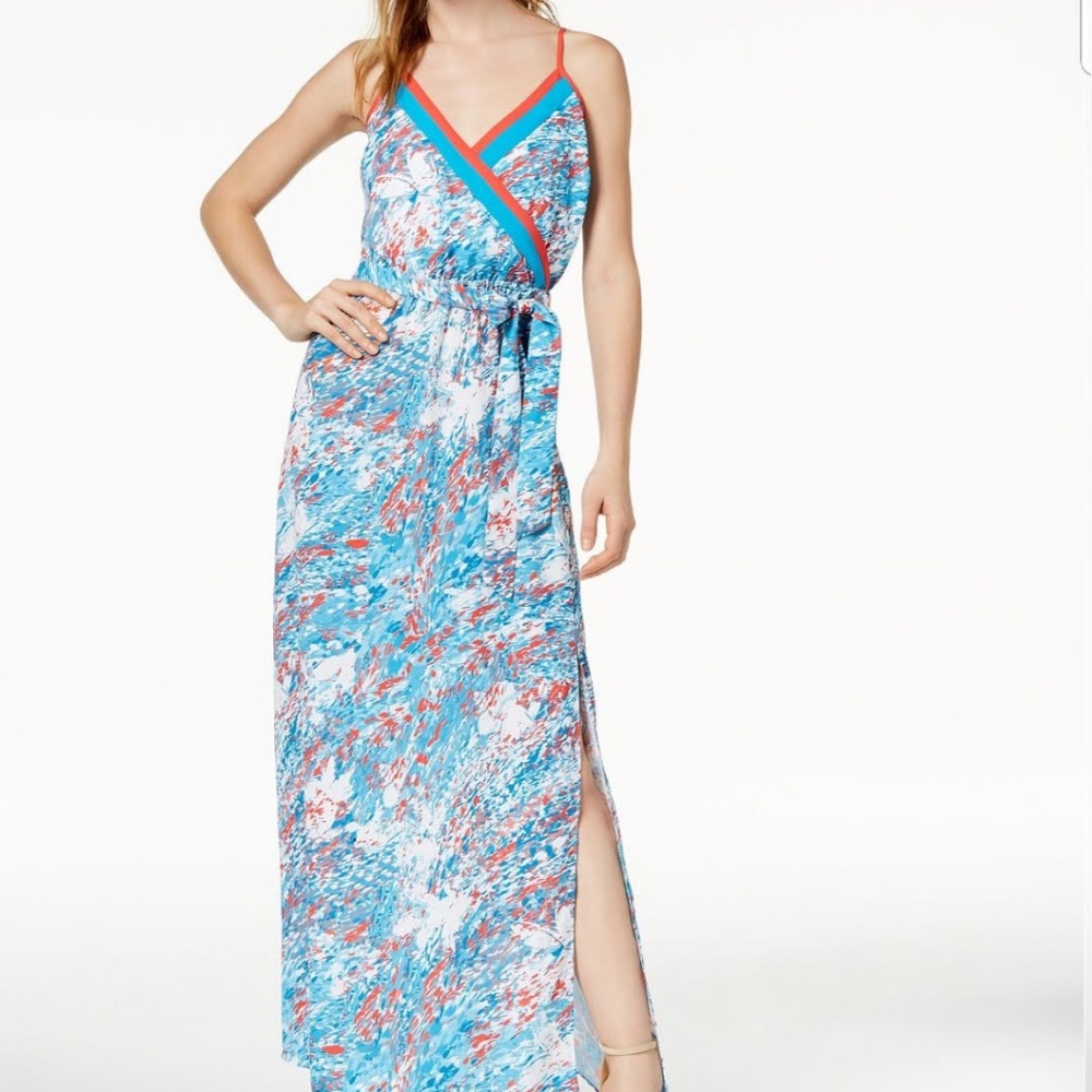 Bar III Boho Chic Printed Surplice Maxi Dress